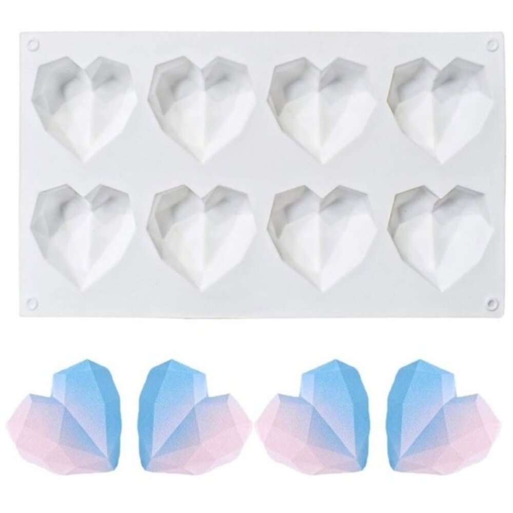 Diamond Heart Mold, Valentines Day Mold, Chocolate Bomb 2 pcs + Wooden Hammer